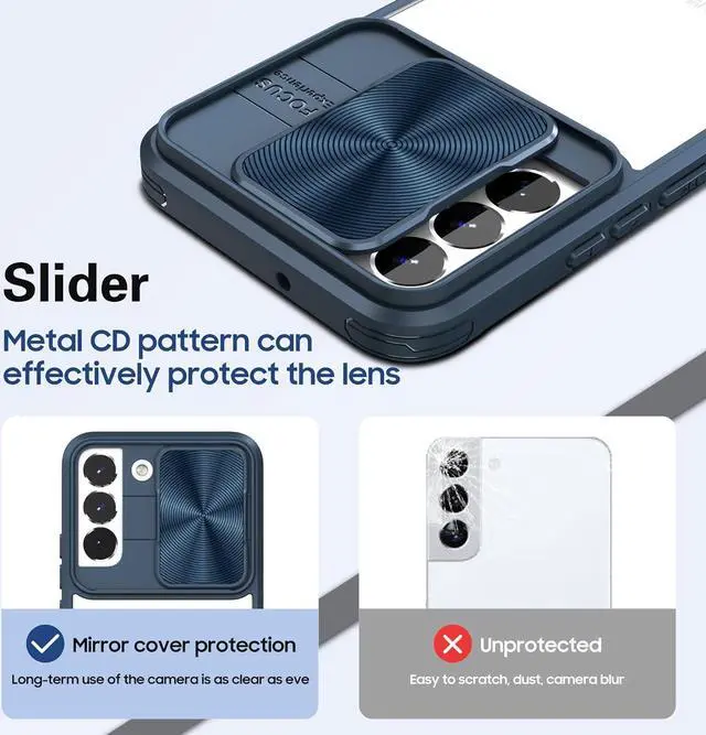 Alt view image 4 of 7 - HD Transparent Case with Camera Privacy Cover for Samsung Galaxy S23 FE - Blue