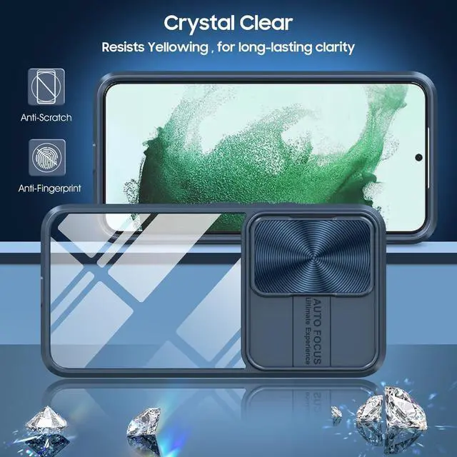 Alt view image 7 of 7 - HD Transparent Case with Camera Privacy Cover for Samsung Galaxy S23 FE - Blue