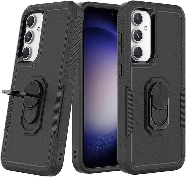 Alt view image 4 of 7 - Military Grade TUFF Shockproof Hybrid Armor Case with Ring Grip for Samsung Galaxy A15 5G - Black