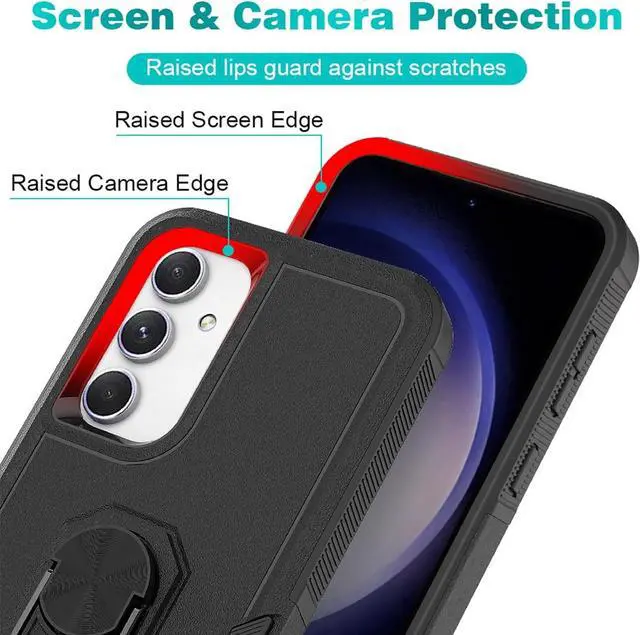 Alt view image 7 of 7 - Military Grade TUFF Shockproof Hybrid Armor Case with Ring Grip for Samsung Galaxy A15 5G - Black