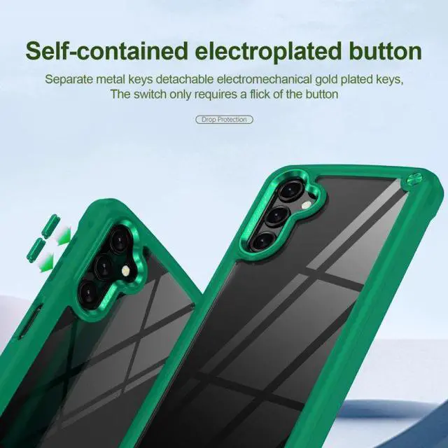 Alt view image 5 of 7 - Military Grade Tough Shield Snap-on Transparent Case for Samsung Galaxy A15 5G - Green