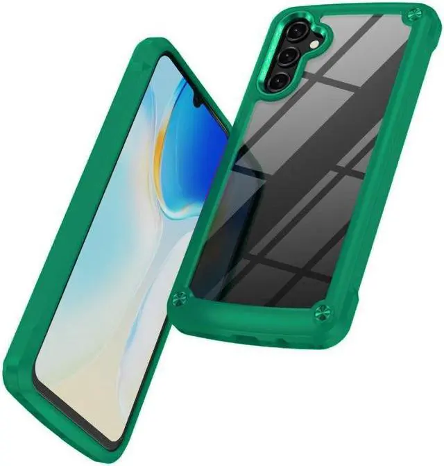 Alt view image 7 of 7 - Military Grade Tough Shield Snap-on Transparent Case for Samsung Galaxy A15 5G - Green