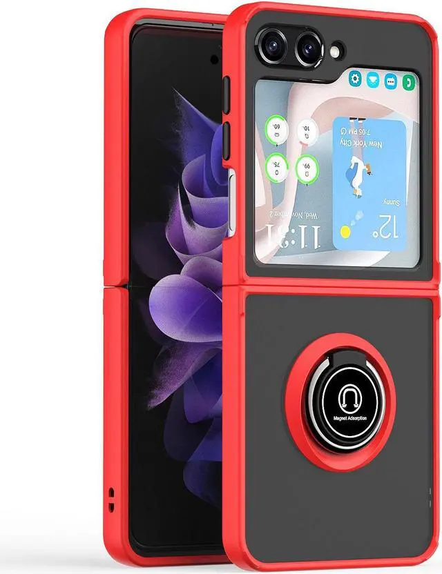 Alt view image 3 of 3 - Aero Flex Ring Grip Case for Samsung Galaxy Z Flip 5 - Red