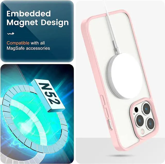 Alt view image 2 of 7 - MagSafe Compatible Premium Hybrid Protective Case for iPhone 15 Pro Max - Pink