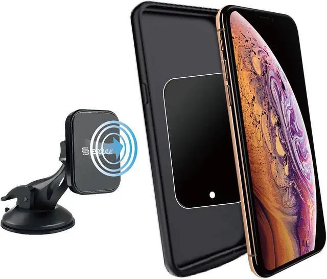 Alt view image 3 of 7 - Car Windshield and Dashboard Magnetic Phone Mount Holder - Black