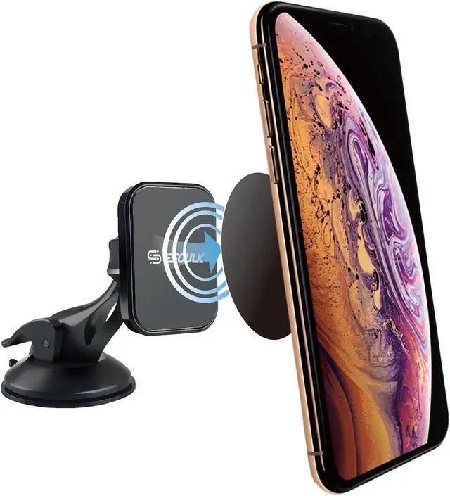 Alt view image 2 of 7 - Car Windshield and Dashboard Magnetic Phone Mount Holder - Black