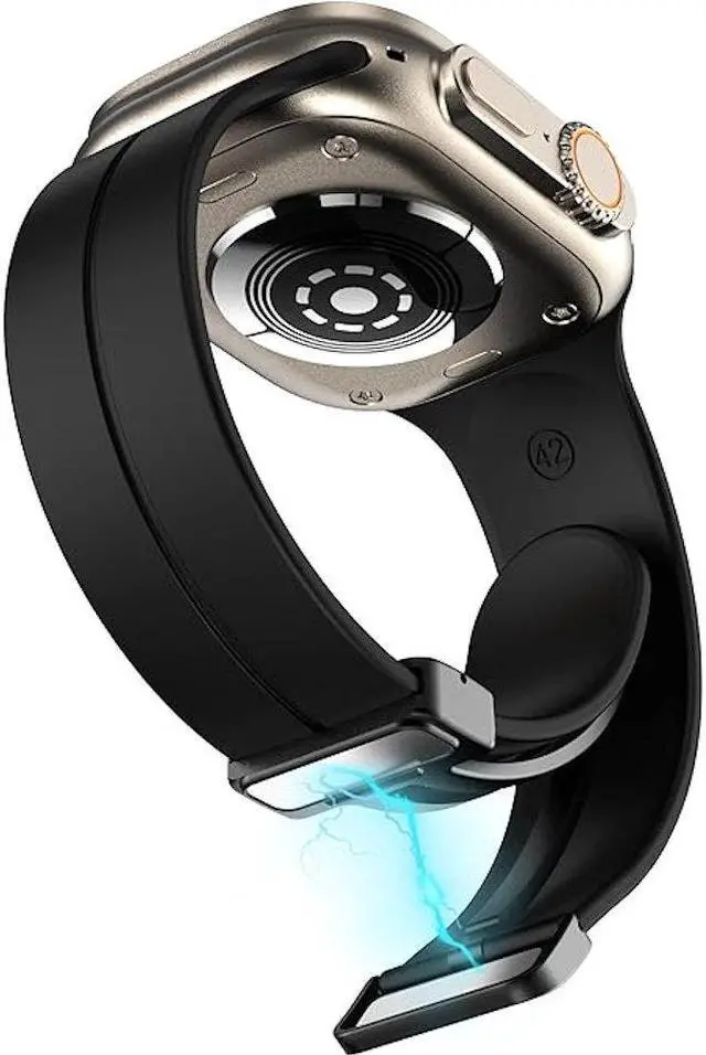 Alt view image 3 of 7 - Premium Silicone Band with Magnetic Buckle for Apple Watch 41mm / 40mm / 38mm - Black