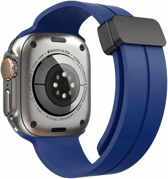 Alt view image 2 of 7 - Premium Silicone Band with Magnetic Buckle for Apple Watch 41mm / 40mm / 38mm - Blue