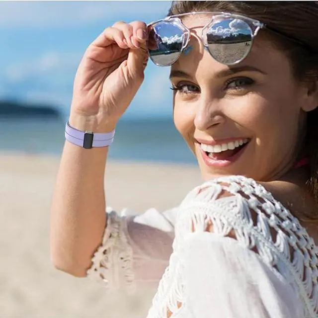 Alt view image 6 of 6 - Premium Silicone Band with Magnetic Buckle for Apple Watch 41mm / 40mm / 38mm - Purple