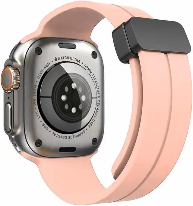 Alt view image 2 of 6 - Premium Silicone Band with Magnetic Buckle for Apple Watch 41mm / 40mm / 38mm - Rose Gold