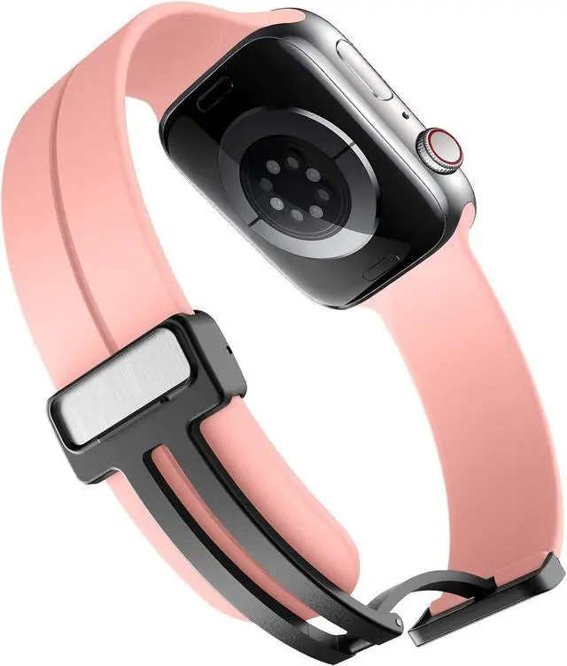 Alt view image 4 of 7 - Premium Silicone Band with Magnetic Buckle for Apple Watch 41mm / 40mm / 38mm - Pink