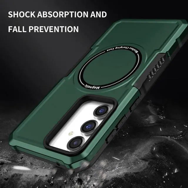 Alt view image 3 of 7 - Shockproof Hybrid Case with MagSafe Magnetic Ring for Samsung Galaxy S23 FE - Green