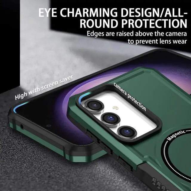 Alt view image 5 of 7 - Shockproof Hybrid Case with MagSafe Magnetic Ring for Samsung Galaxy S23 FE - Green