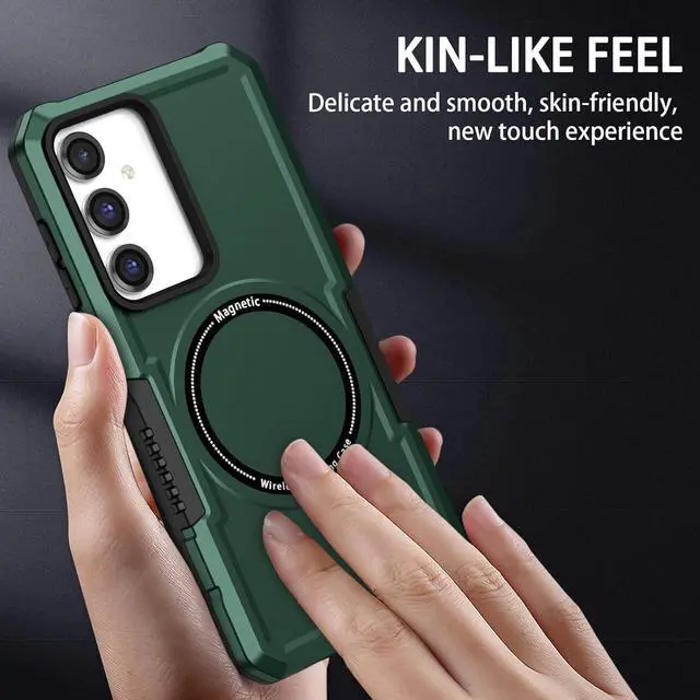 Alt view image 7 of 7 - Shockproof Hybrid Case with MagSafe Magnetic Ring for Samsung Galaxy S23 FE - Green