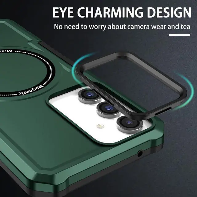 Alt view image 6 of 7 - Shockproof Hybrid Case with MagSafe Magnetic Ring for Samsung Galaxy S23 FE - Green