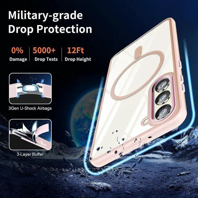 Alt view image 2 of 5 - Acrylic Transparent Case with MagSafe Magnetic Ring for Samsung Galaxy S23 Plus - Pink