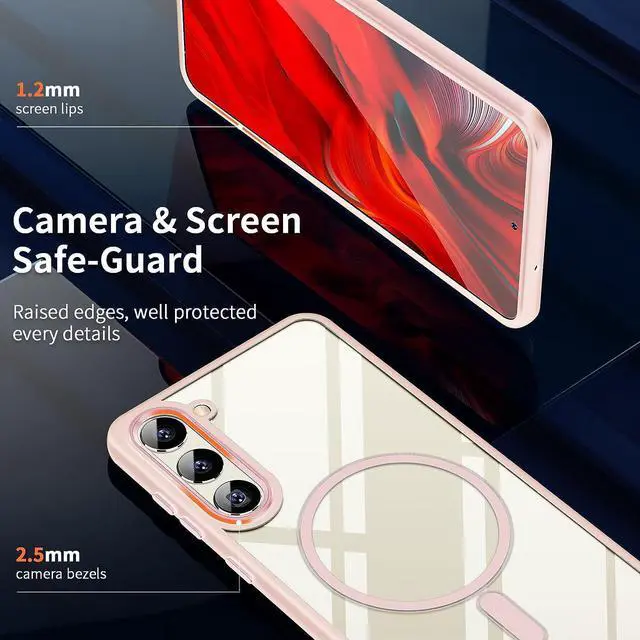 Alt view image 3 of 5 - Acrylic Transparent Case with MagSafe Magnetic Ring for Samsung Galaxy S23 Plus - Pink