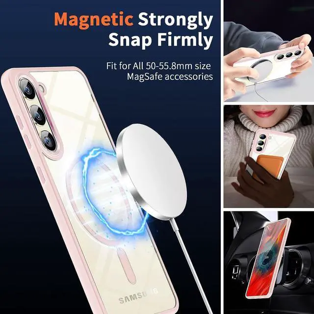 Alt view image 5 of 5 - Acrylic Transparent Case with MagSafe Magnetic Ring for Samsung Galaxy S23 Plus - Pink