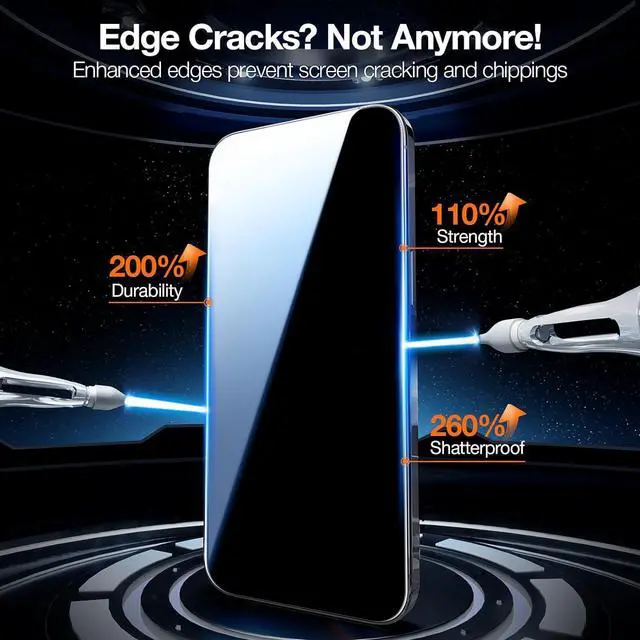 Alt view image 7 of 7 - Tough Metallic Hybrid Case with Ring Grip and 3-Pack Tempered Glass Screen Protectors for iPhone 15 Pro - Purple