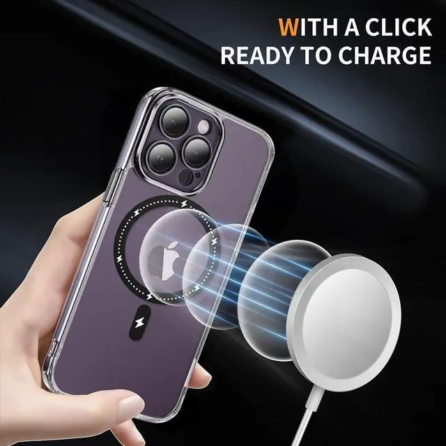 Alt view image 2 of 7 - MagSafe Compatible Acrylic Crystal Case with Camera Lens Protector for iPhone 15 Pro - Black