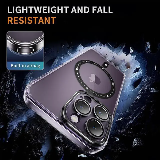 Alt view image 3 of 7 - MagSafe Compatible Acrylic Crystal Case with Camera Lens Protector for iPhone 15 Pro - Black
