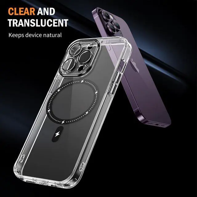 Alt view image 5 of 7 - MagSafe Compatible Acrylic Crystal Case with Camera Lens Protector for iPhone 15 Pro - Black