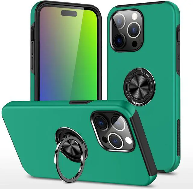 Main image of 360 Rotating Ring Grip Hybrid Case for iPhone 15 Pro Max - Green
