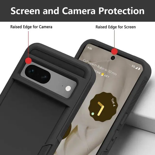 Alt view image 4 of 6 - Military Grade TUFF Hybrid Armor Case for Google Pixel 8 - Black