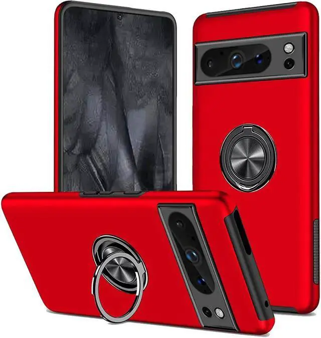 Main image of 360 Rotating Ring Grip Hybrid Case for Google Pixel 8 Pro - Red
