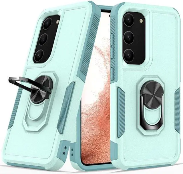 Main image of Military Grade TUFF Shockproof Hybrid Case with Ring Grip for Samsung Galaxy S23 - Baby Blue