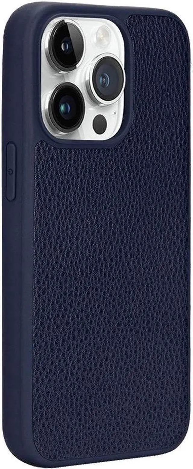 Alt view image 4 of 4 - Luxury Leather Hybrid Case with MagSafe for iPhone 15 - Blue