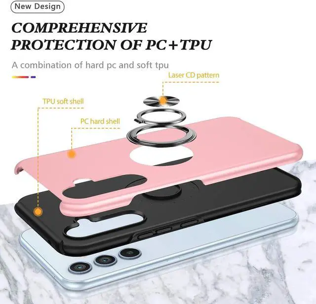 Alt view image 4 of 7 - 360 Rotating Ring Grip Hybrid Case for Samsung Galaxy S23 FE - Pink