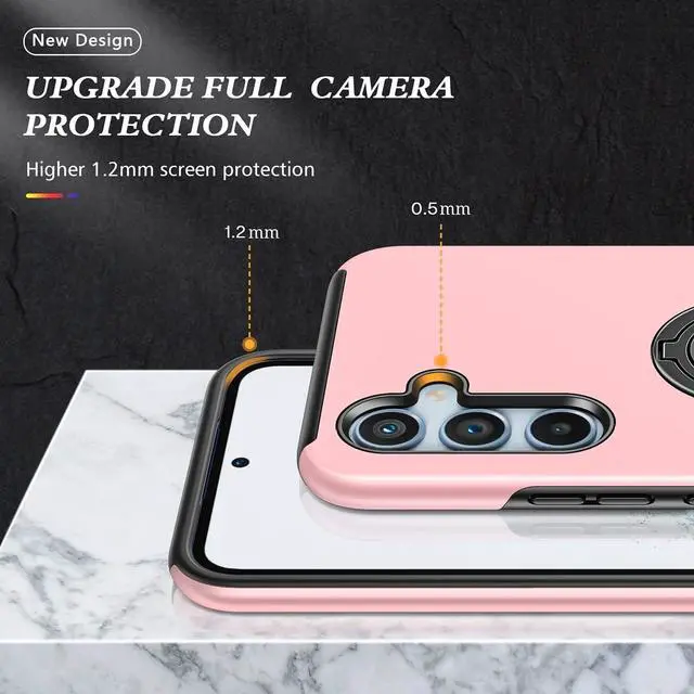Alt view image 5 of 7 - 360 Rotating Ring Grip Hybrid Case for Samsung Galaxy S23 FE - Pink