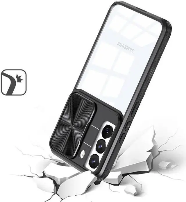 Alt view image 2 of 7 - HD Transparent Case with Camera Privacy Cover for Samsung Galaxy S23 FE - Black
