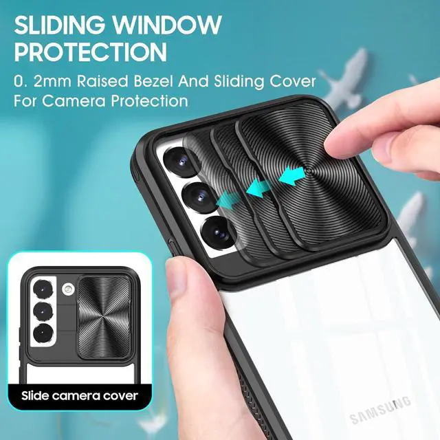 Alt view image 3 of 7 - HD Transparent Case with Camera Privacy Cover for Samsung Galaxy S23 FE - Black
