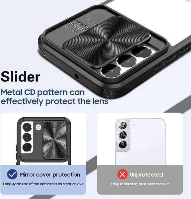 Alt view image 4 of 7 - HD Transparent Case with Camera Privacy Cover for Samsung Galaxy S23 FE - Black