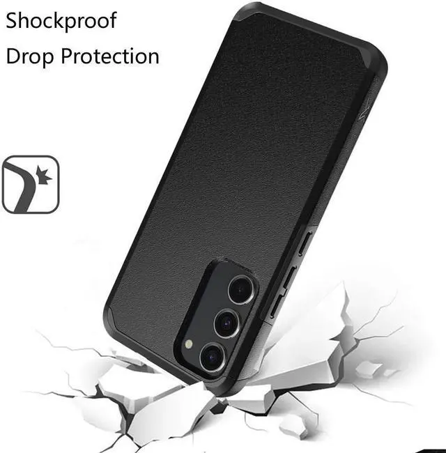 Alt view image 2 of 7 - Shockproof Air Cushion Hybrid Case with Tempered Glass Screen Protector for Samsung Galaxy S23 FE - Black