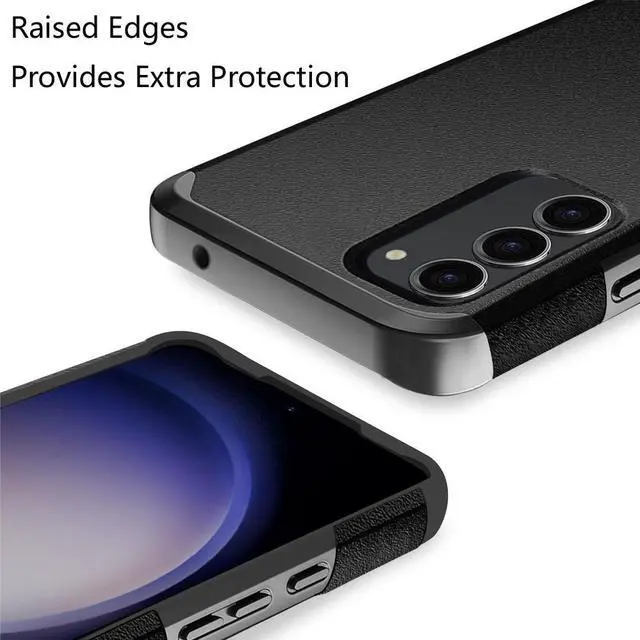 Alt view image 4 of 7 - Shockproof Air Cushion Hybrid Case with Tempered Glass Screen Protector for Samsung Galaxy S23 FE - Black