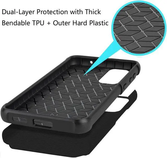 Alt view image 5 of 7 - Shockproof Air Cushion Hybrid Case with Tempered Glass Screen Protector for Samsung Galaxy S23 FE - Black