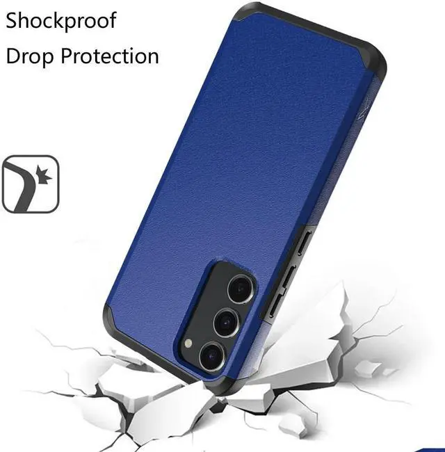 Alt view image 2 of 7 - Shockproof Air Cushion Hybrid Case with Tempered Glass Screen Protector for Samsung Galaxy S23 FE - Classic Blue