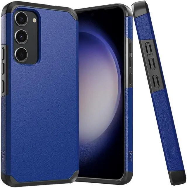 Alt view image 3 of 7 - Shockproof Air Cushion Hybrid Case with Tempered Glass Screen Protector for Samsung Galaxy S23 FE - Classic Blue