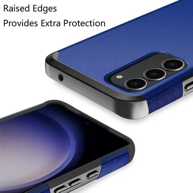 Alt view image 4 of 7 - Shockproof Air Cushion Hybrid Case with Tempered Glass Screen Protector for Samsung Galaxy S23 FE - Classic Blue