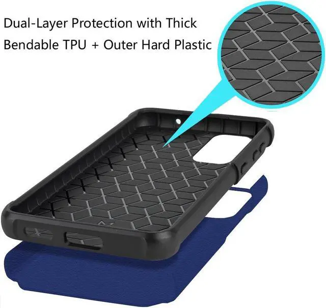 Alt view image 5 of 7 - Shockproof Air Cushion Hybrid Case with Tempered Glass Screen Protector for Samsung Galaxy S23 FE - Classic Blue