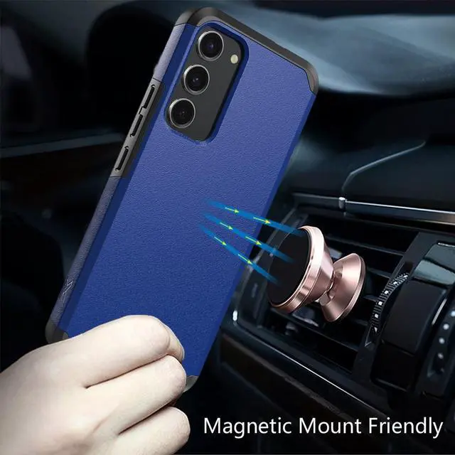 Alt view image 6 of 7 - Shockproof Air Cushion Hybrid Case with Tempered Glass Screen Protector for Samsung Galaxy S23 FE - Classic Blue