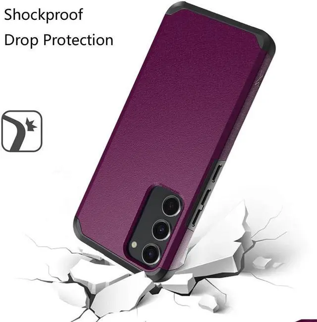 Alt view image 2 of 7 - Shockproof Air Cushion Hybrid Case with Tempered Glass Screen Protector for Samsung Galaxy S23 FE - Purple