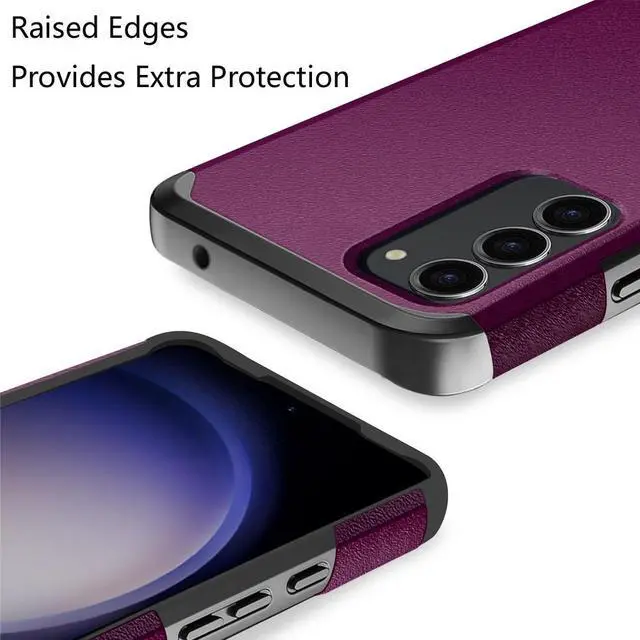 Alt view image 4 of 7 - Shockproof Air Cushion Hybrid Case with Tempered Glass Screen Protector for Samsung Galaxy S23 FE - Purple