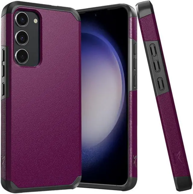 Alt view image 3 of 7 - Shockproof Air Cushion Hybrid Case with Tempered Glass Screen Protector for Samsung Galaxy S23 FE - Purple