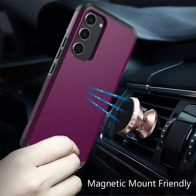 Alt view image 6 of 7 - Shockproof Air Cushion Hybrid Case with Tempered Glass Screen Protector for Samsung Galaxy S23 FE - Purple