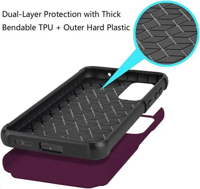 Alt view image 5 of 7 - Shockproof Air Cushion Hybrid Case with Tempered Glass Screen Protector for Samsung Galaxy S23 FE - Purple