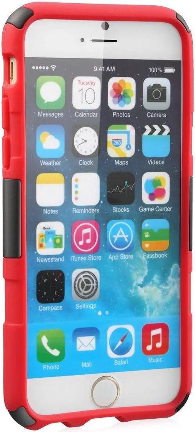 Alt view image 3 of 7 - Advanced Armor Hybrid Kickstand Case with Holster for iPhone 8 Plus / 7 Plus - Black Red